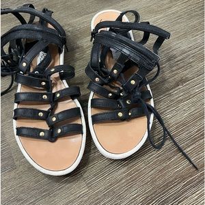 Worn lace up sandal